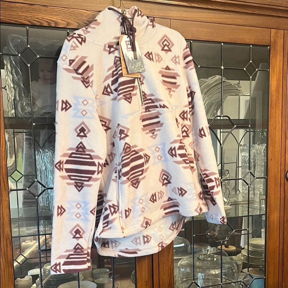 Avalanche Maroon and White Fleece Hoodie